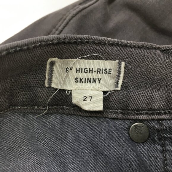 MADEWELL Gray 9" High Rise Skinny Raw Edge Hem 5 Pocket Logo Hardware Jeans - Picture 3 of 13